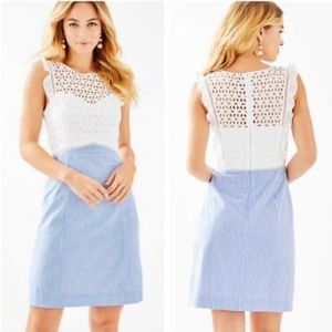 LIKE NEW Lilly Pulitzer Maya Shift Coastal Blue Seersucker & Eyelet Size 2